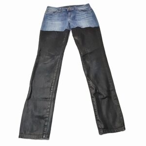 Joe’s Jeans size 29 blue two tone jeans with black waxed denim thigh to hem